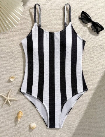 Costum de baie Shein Kids, alb/negru