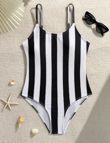 Costum de baie Shein Kids, alb/negru