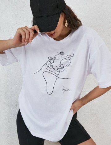 Tricou Oversize SHEIN, alb