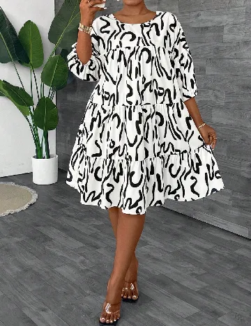 Rochie scurta SHEIN CURVE, alb/negru