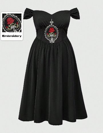 Rochie medie Romwe Plus Size, negru