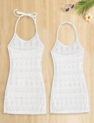 Rochie de plaja Shein Kids, alb