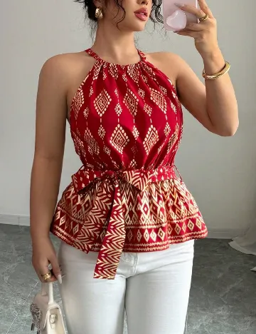 Bluza SHEIN CURVE, rosu/auriu
