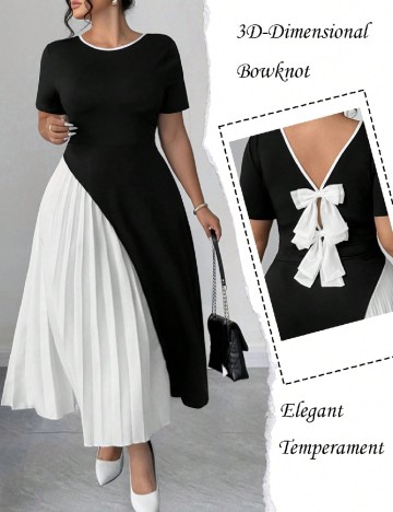 Rochie lunga SHEIN CURVE, alb/negru