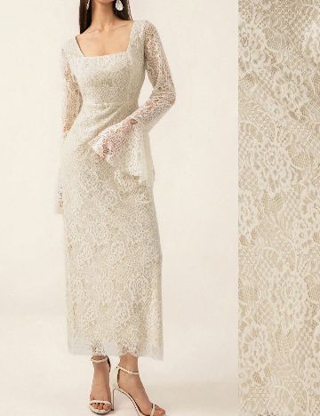 Rochie lunga Aveloria, ecru