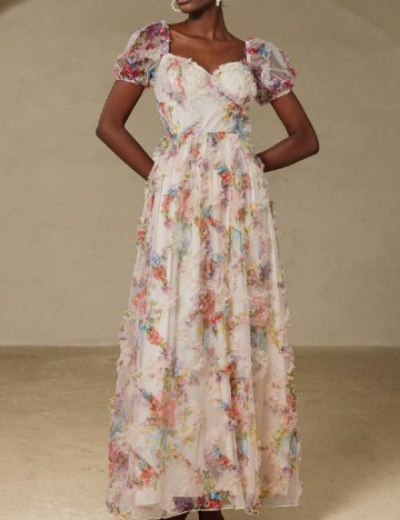 Rochie lunga Anewsta, floral print