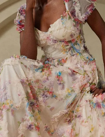 Rochie lunga Anewsta, floral print