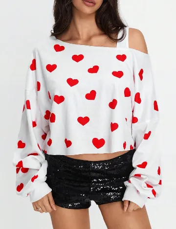 Bluza SHEIN, alb/rosu