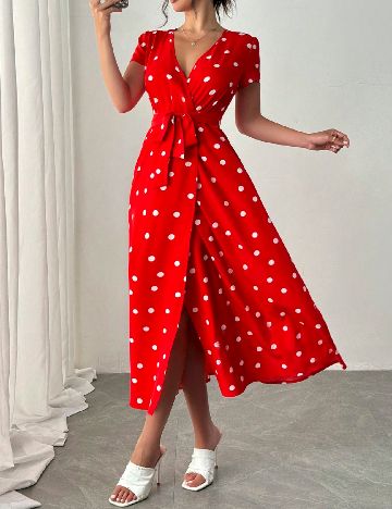 Rochie medie SHEIN, rosu/alb