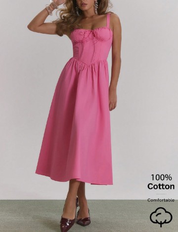 Rochie medie Musera, roz