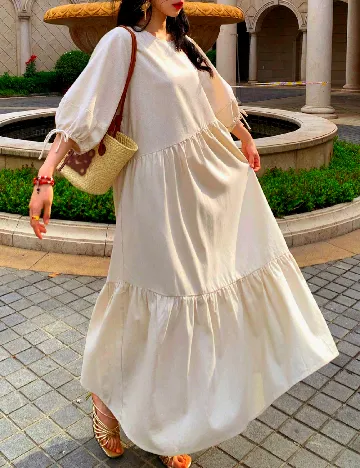 Rochie lunga Dazy, bej