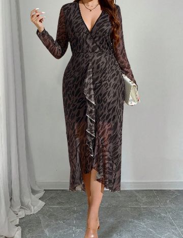 Rochie lunga SHEIN CURVE, negru/gri