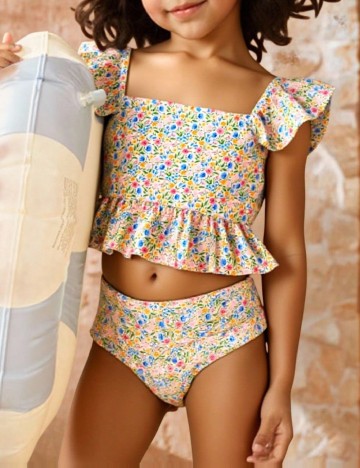 Costum de baie Shein Kids, floral print
