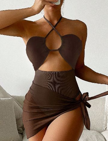 Costum de baie SHEIN, maro