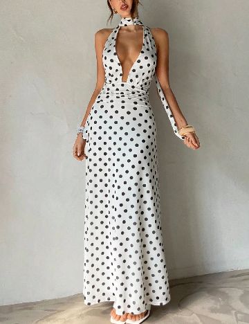 Rochie lunga SHEIN, alb/negru