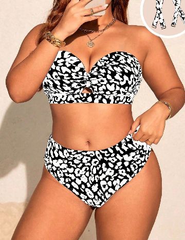 Costum de baie SHEIN CURVE, alb/negru