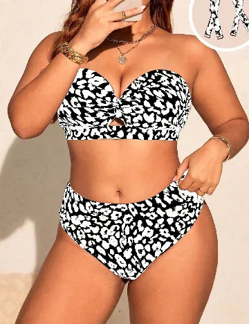 Costum de baie SHEIN CURVE, alb/negru