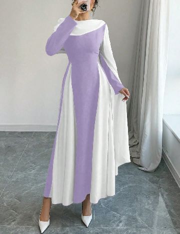 Rochie lunga SHEIN, mov/alb