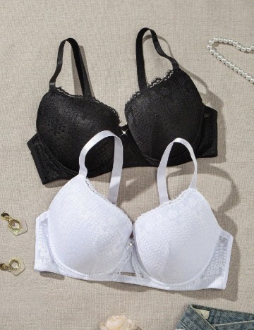 Set sutiene 2 bucati SHEIN, alb/negru