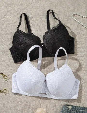 Set sutiene 2 bucati SHEIN, alb/negru