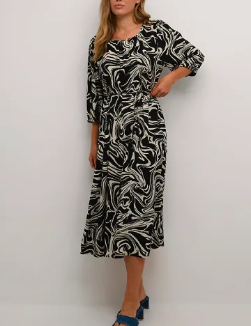 Rochie medie Kaffe, negru/alb