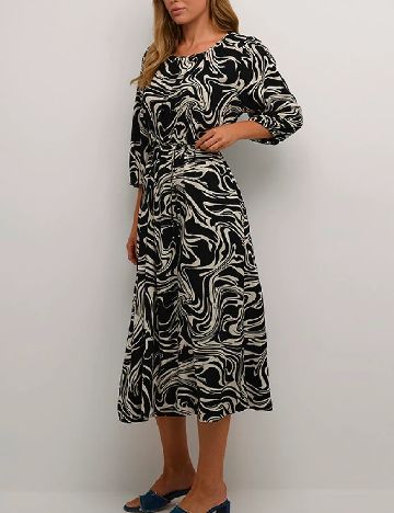 Rochie medie Kaffe, negru/alb