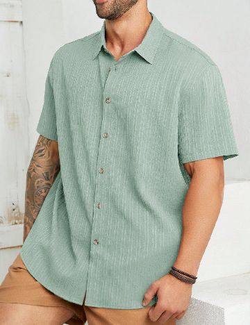 Camasa SHEIN Plus Size Men, verde