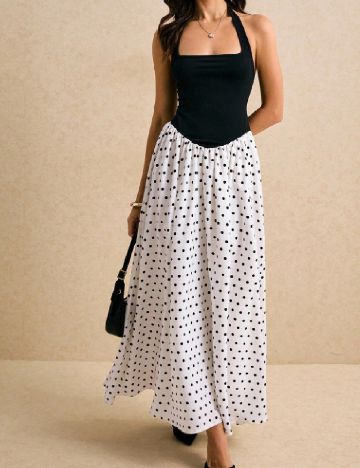 Rochie lunga SHEIN, alb/negru