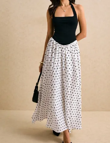 Rochie lunga SHEIN, alb/negru