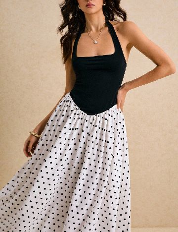 Rochie lunga SHEIN, alb/negru