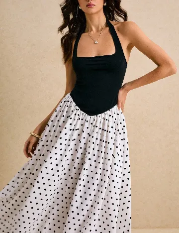 Rochie lunga SHEIN, alb/negru
