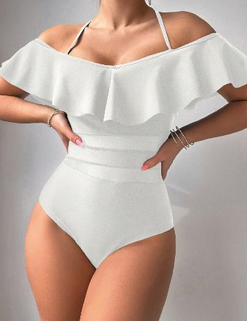 Costum de baie SHEIN, alb
