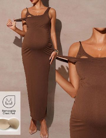 Rochie lunga SHEIN Maternity, maro