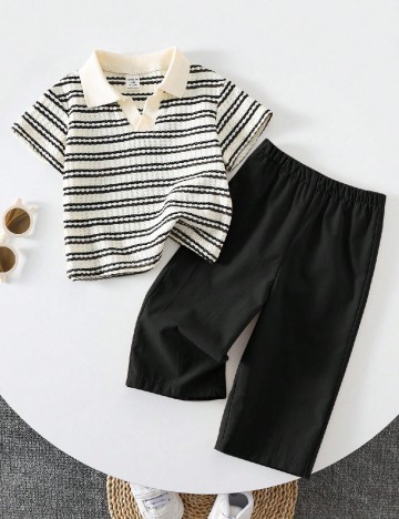 Compleu Shein Kids, alb/negru