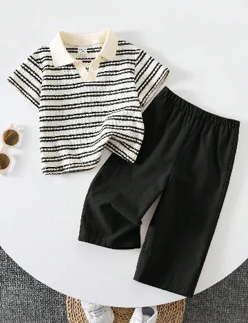 Compleu Shein Kids, alb/negru