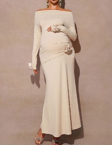 Rochie lunga SHEIN Maternity, bej