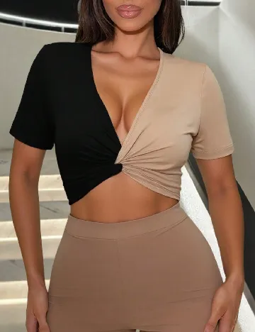 Top SHEIN, negru/maro