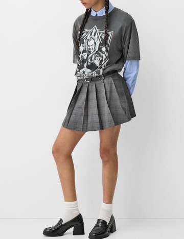 Tricou Oversize Bershka, gri