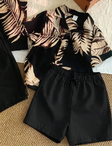 Compleu Shein Kids, negru/crem