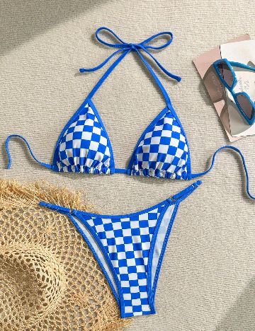 Costum de baie SHEIN, alb/albastru