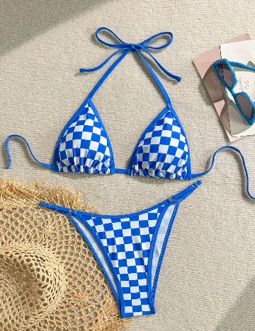 Costum de baie SHEIN, alb/albastru