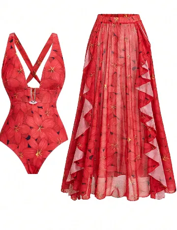 Costum de baie SHEIN, rosu