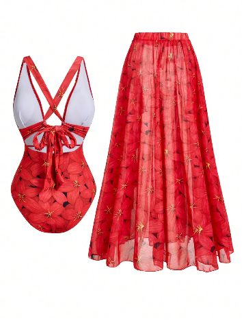 Costum de baie SHEIN, rosu