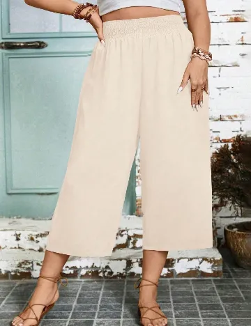Pantaloni trei sferturi SHEIN CURVE, crem
