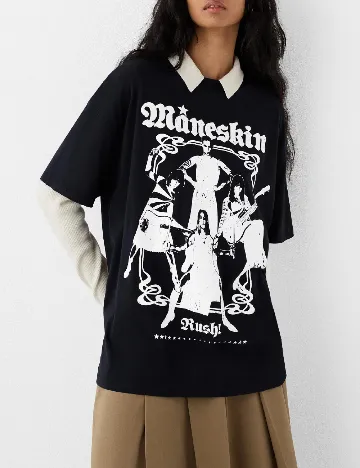 Tricou Oversize Bershka, negru
