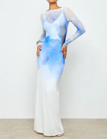 Rochie lunga AiiRZ, alb/albastru
