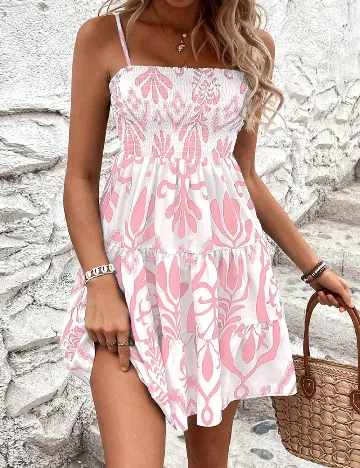 Rochie scurta SHEIN, alb/roz