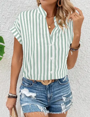 Camasa SHEIN, verde/alb