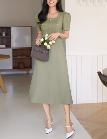 Rochie medie Dazy, verde