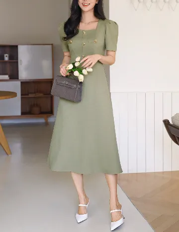 Rochie medie Dazy, verde